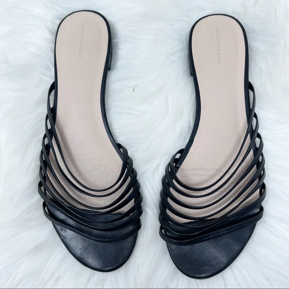 Something Navy Strappy Sandals 9 - Picture 1 of 7